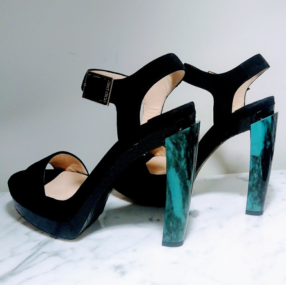 🆕 SALE! Jimmy Choo black blue Dora platform heels